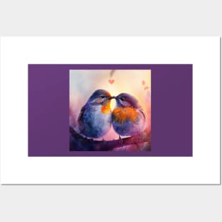 Cute Robins embrace each other in love- valentines day gift Posters and Art